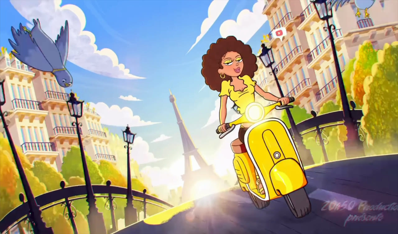 Léna traverse Paris au soleil levant dans le générique animé
